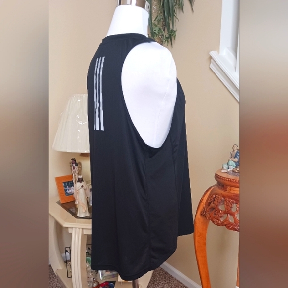 Adidas Running Prime Green Tank With Reflective Sripe On The Back. Black L EUC - Picture 3 of 9